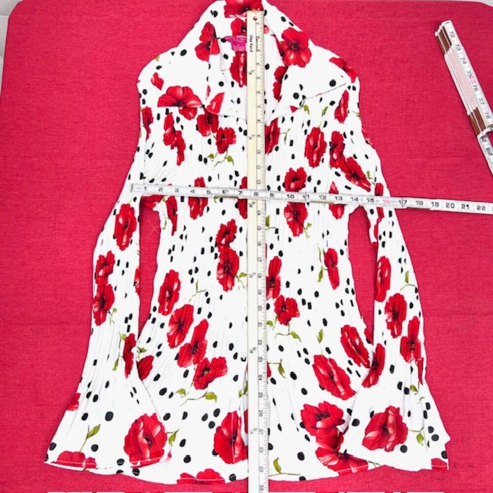 Sunny Leigh & Halley Mathews Blouse 1X+XL Pleated Ruffle V-Neck Bell Sleeve(#52 - Picture 7 of 12